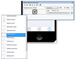 Choose from built-in tab icons, or add your own Retina and non-Retina graphics